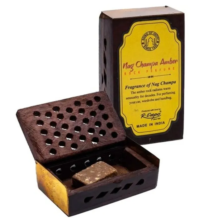 Nag Champa & Amber Wierookhars | Houten Geurdoosje