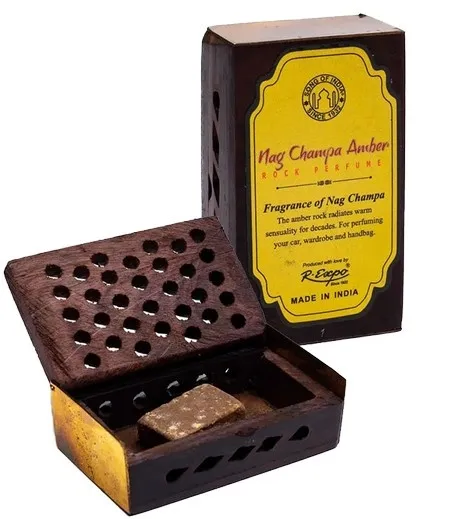 Wierookhars Nag Champa/Amber in houten doosje