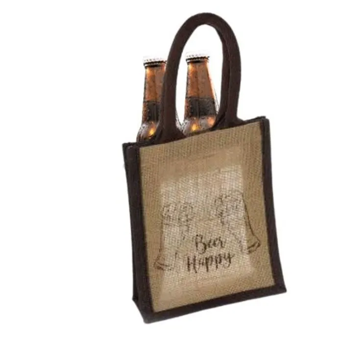 Jute tasje beer happy