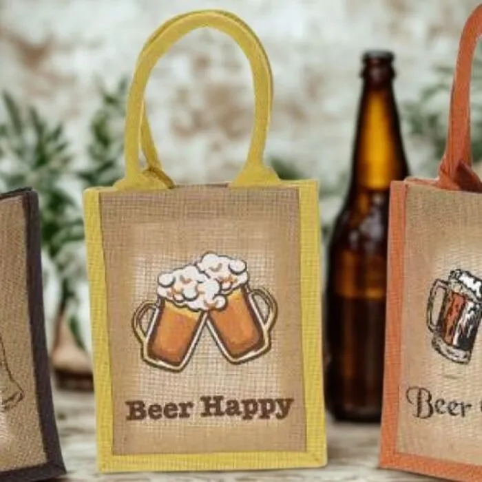 Jute tasje beer happy