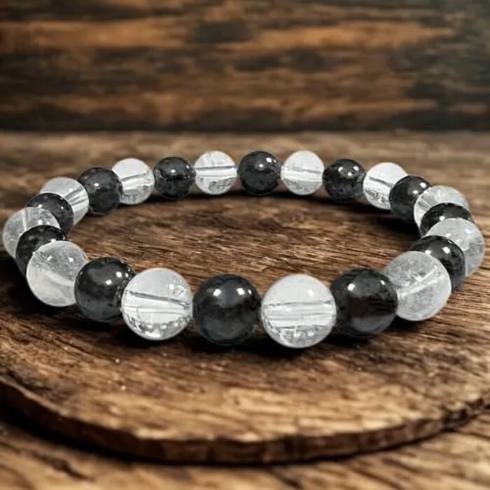 Hematiet & Bergkristal Armband 8 mm | Edelsteen Armband