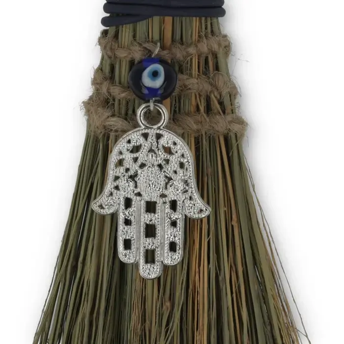 Heksenbezem Evil Eye & Hand van Fatima | Decoratieve Bezem