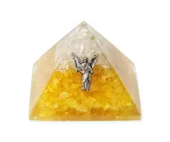 Orgoniet piramide citrien en bergkristal met engel Uriël