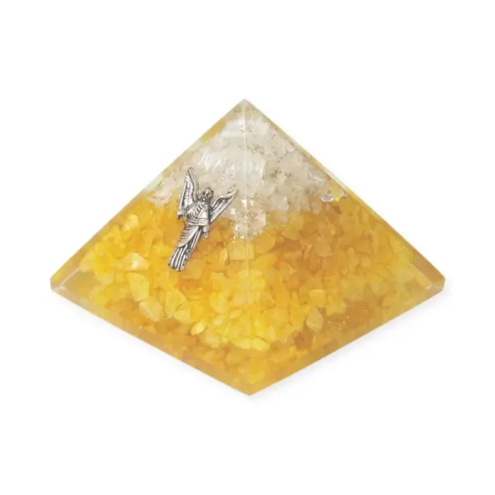 Orgoniet Piramide Citrien & Bergkristal met Uriël