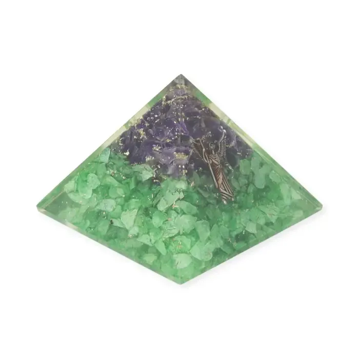 Orgoniet Piramide Peridoot & Amethist met Rafaël