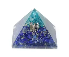 Orgoniet piramide lapis lazuli en aquamarijn met engel Michaël