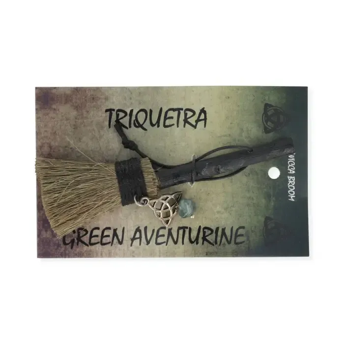 Mini Bezem Triquetra met Groene Aventurijn | Spirituele Decoratie