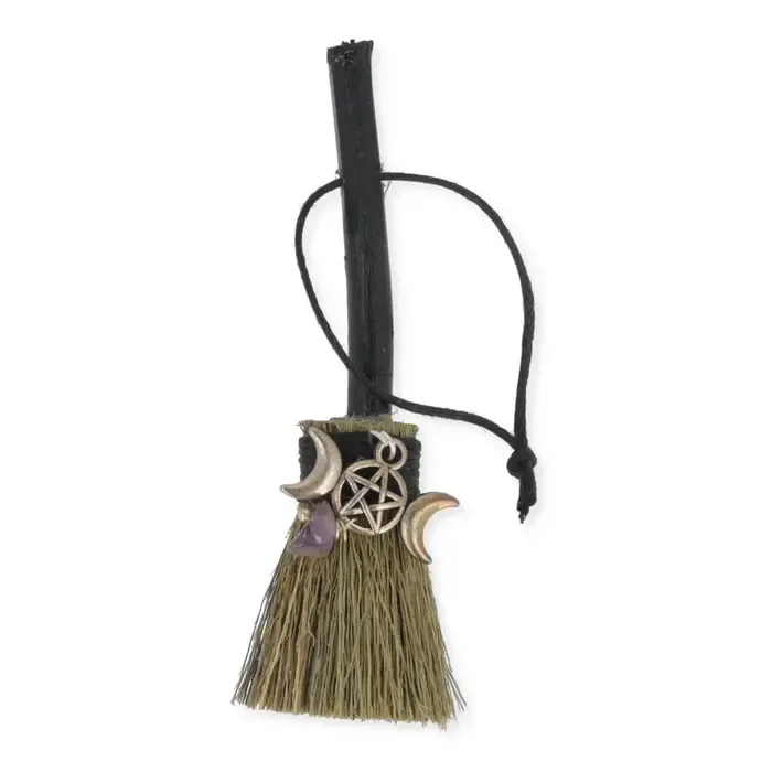 Mini Bezem Triple Moon met Amethist | Spirituele Decoratie