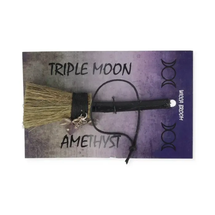 Mini Bezem Triple Moon met Amethist | Spirituele Decoratie