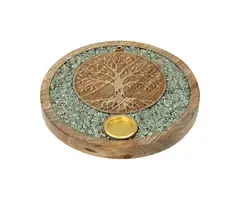 Wierookkegelhouder Tree of life amazoniet mangohout