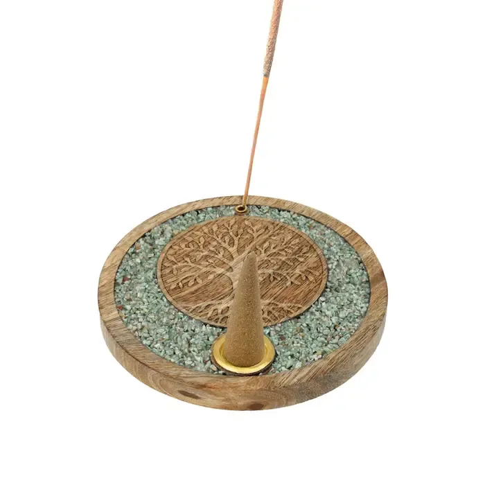 Wierookkegelhouder Tree of Life Amazoniet | Mangohout