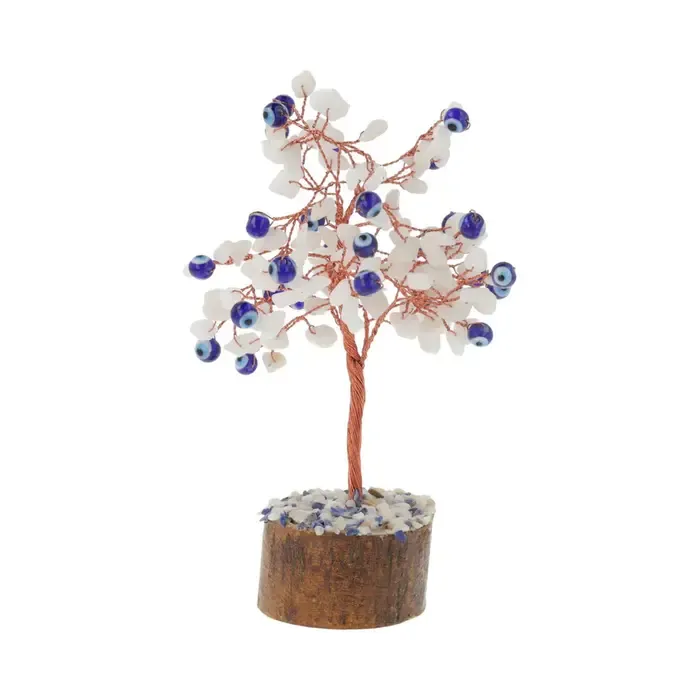 Edelsteenboom Boze Oog Witte Agaat 18 cm | Edelsteen Decoratie