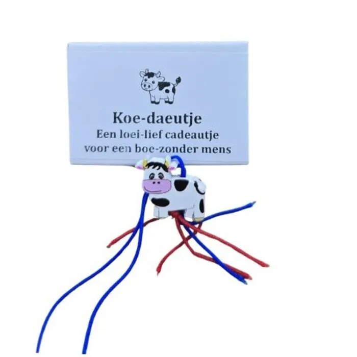 “Koe-daeutje” Wensdoosje met Houten Koe Gelukshangertje