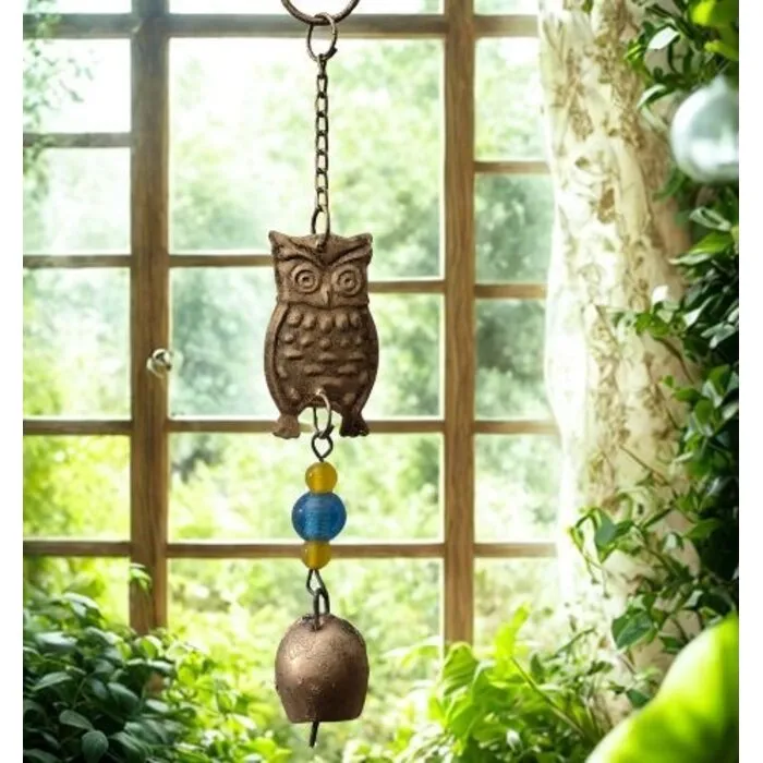Fair Trade Handgemaakte Uilen Windgong met Belletje