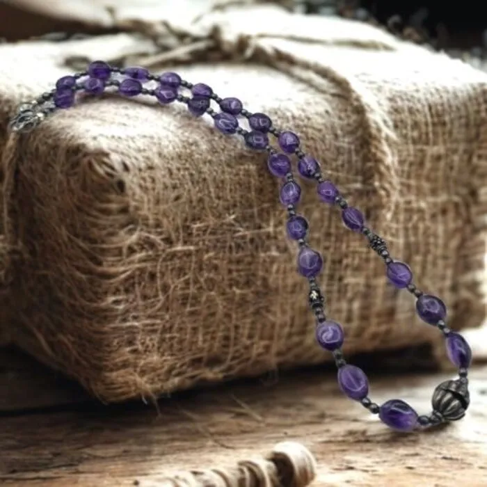 Amethist Kralenketting Vintage Stijl – 45 cm met Slotje