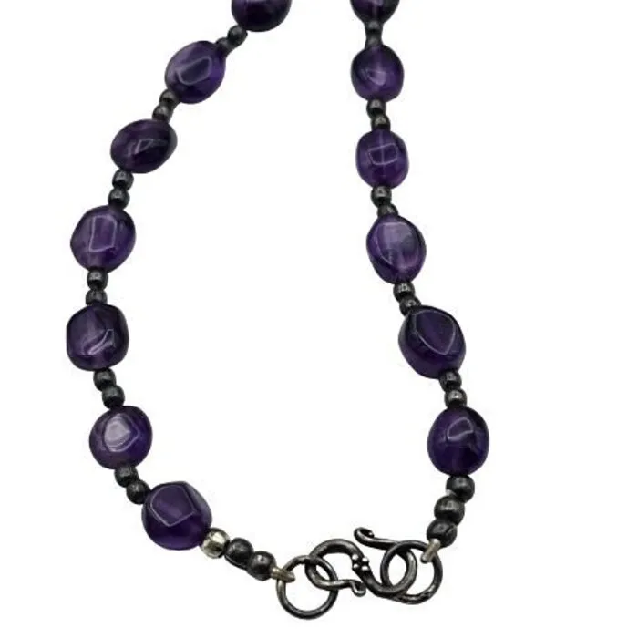 Amethist Kralenketting Vintage Stijl – 45 cm met Slotje