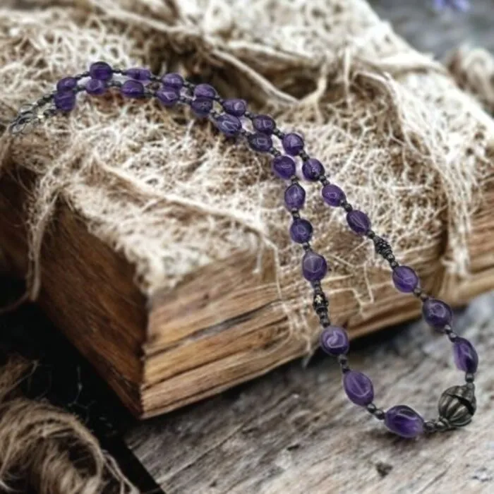 Amethist Kralenketting Vintage Stijl – 45 cm met Slotje