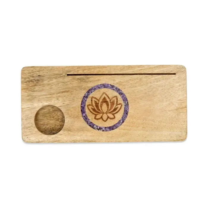 Kaarthouder Lotus Amethist Mangohout | Theelichthouder