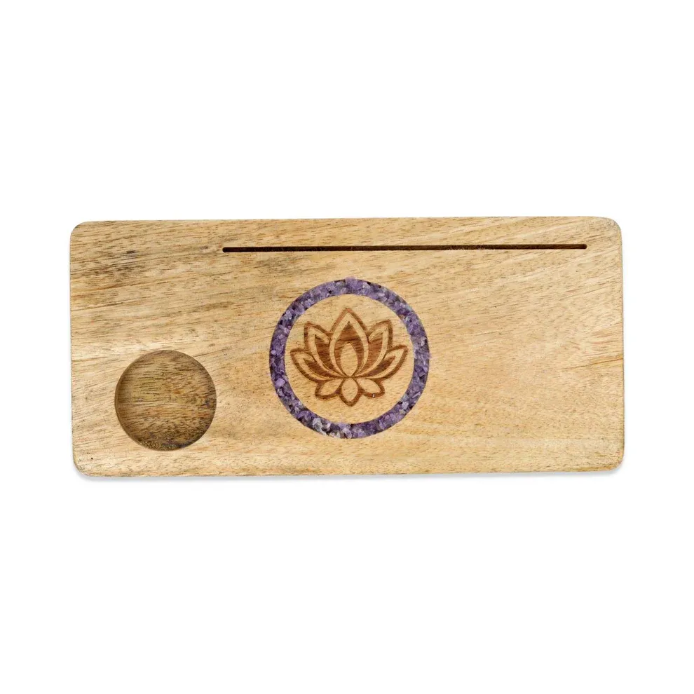 Kaarthouder Lotus amethist mangohout