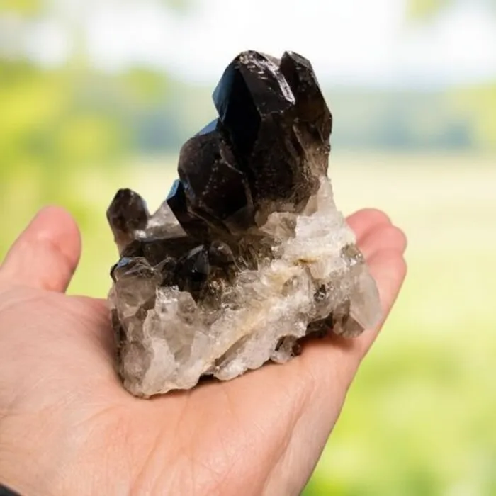Rookkwarts Cluster 167 Gram – Donkere Hoofdpunt met Kristallen | Exacte Steen van de Foto