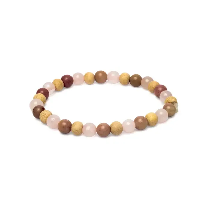 Armband Thuliet Rozenkwarts en Tulsi | Edelsteen Armband 6 mm