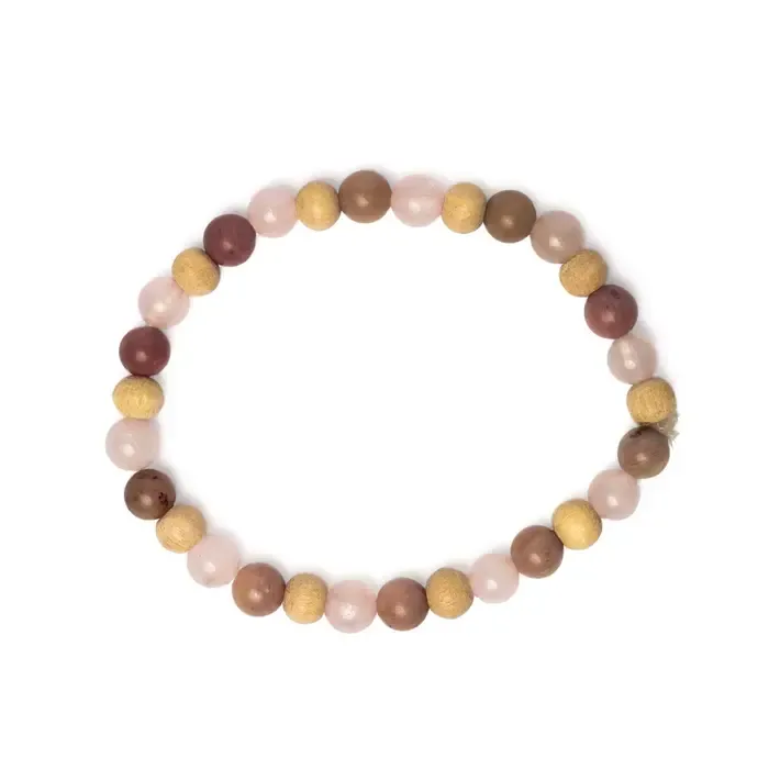 Armband Thuliet Rozenkwarts en Tulsi | Edelsteen Armband 6 mm
