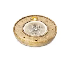 Ronde Wierookhouder Alziend Oog Mangohout