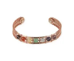 Magnetische koperen armband met chakrastenen