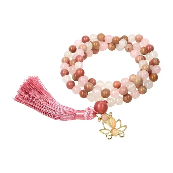Mala Lotus met Rhodoniet, Rozenkwarts & Witte Agaat