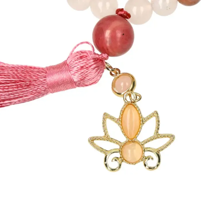 Mala Lotus met Rhodoniet, Rozenkwarts & Witte Agaat