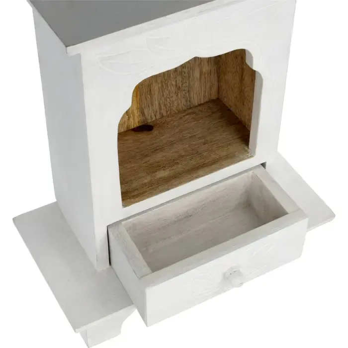Altaar op Voet Mangohout Whitewash | Houten Altaar 30 cm
