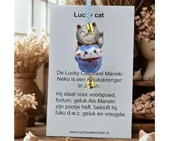 Gelukshanger Japanse kat met kaartje