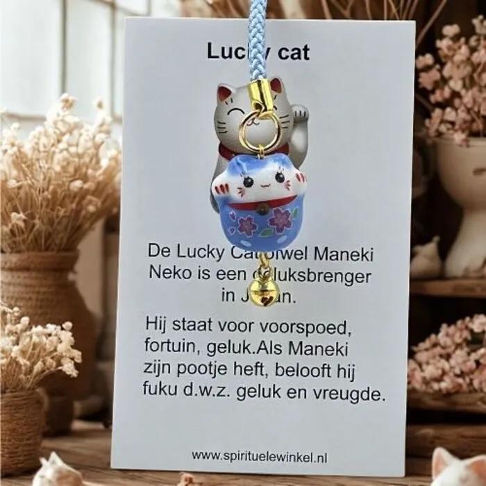 Gelukshanger Japanse kat met kaartje