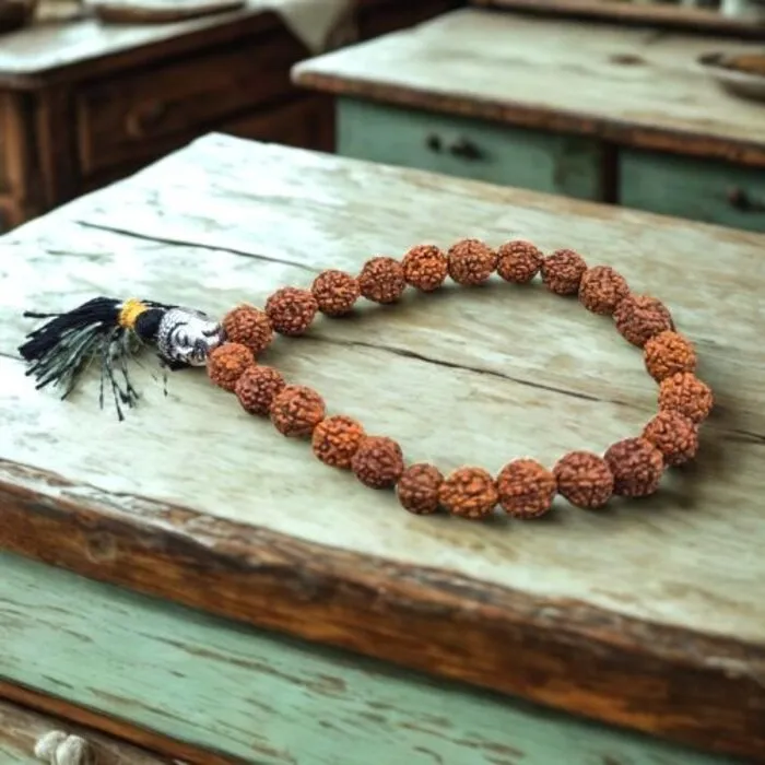 Mala armband rudraksha met boeddha hoofd