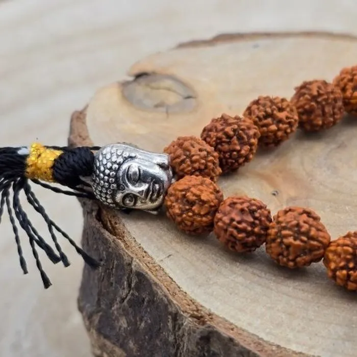 Mala armband rudraksha met boeddha hoofd