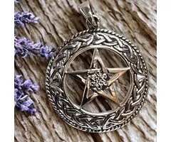 Sterling Zilveren Pentagram Hanger met Keltische Rand