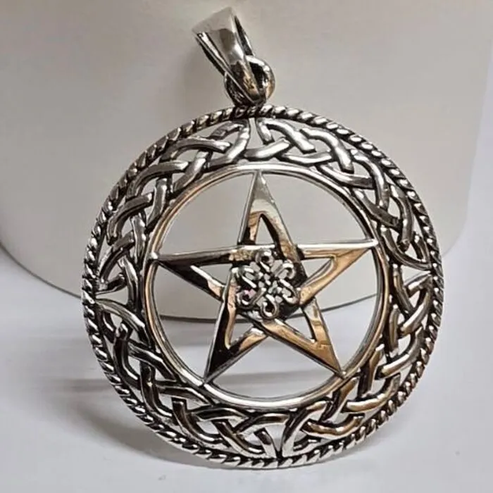 Sterling Zilveren Pentagram Hanger met Keltische Rand – 3 cm