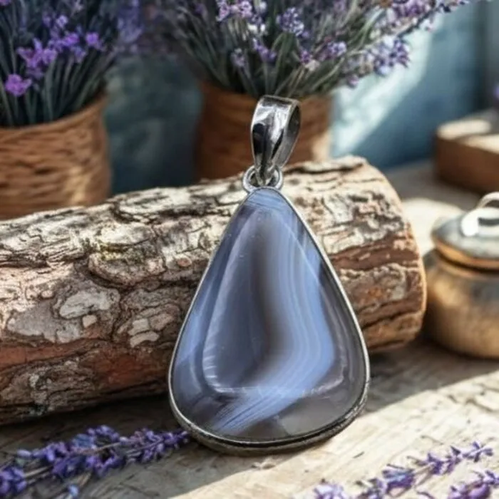 Agaat Botswana hanger druppelvormig