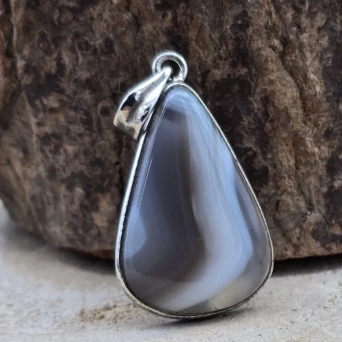 Agaat Botswana hanger druppelvormig