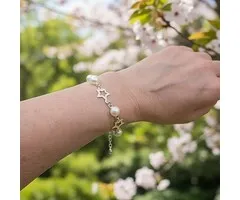 Armband zilver ster parel