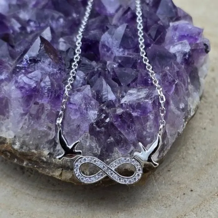 Infinity Halsketting 925 Sterling Zilver – met Duifjes 40-42,5 cm