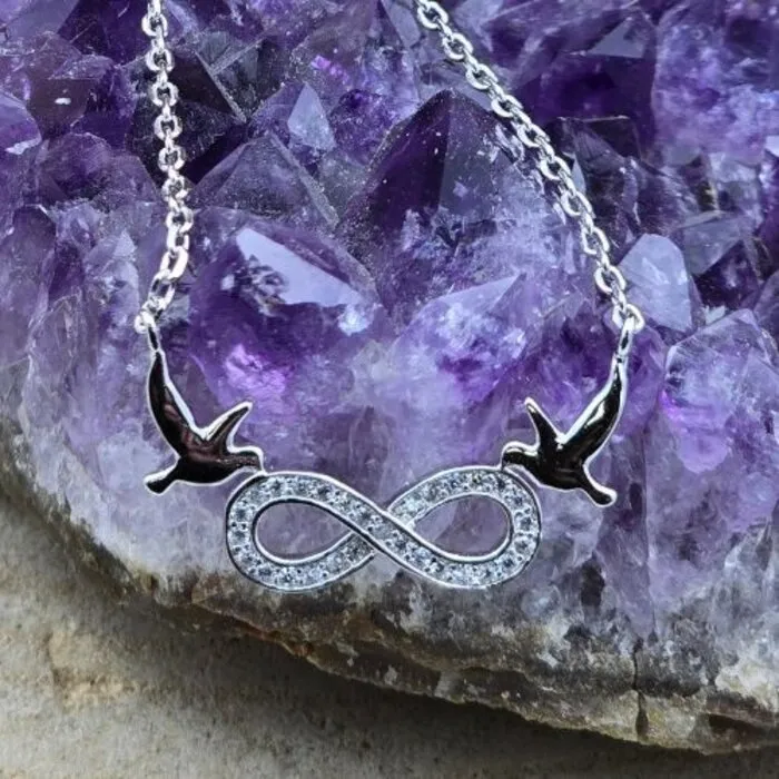 Infinity Halsketting 925 Sterling Zilver – met Duifjes 40-42,5 cm