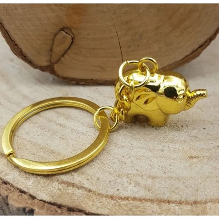 Olifant Sleutelhanger Goudkleurig met Kaartje
