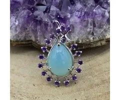 Hanger zilver met chalcedoon en Amethyst