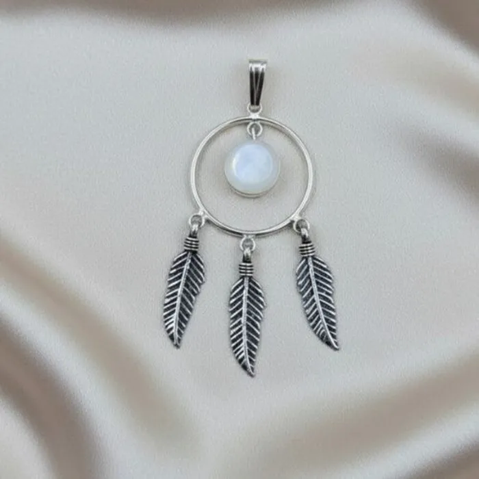 Dromenvanger Hanger met Schelp en Veren – 925 Sterling Zilver