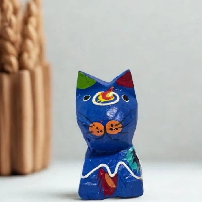Handgemaakte Houten Kat Fair Trade 6 cm