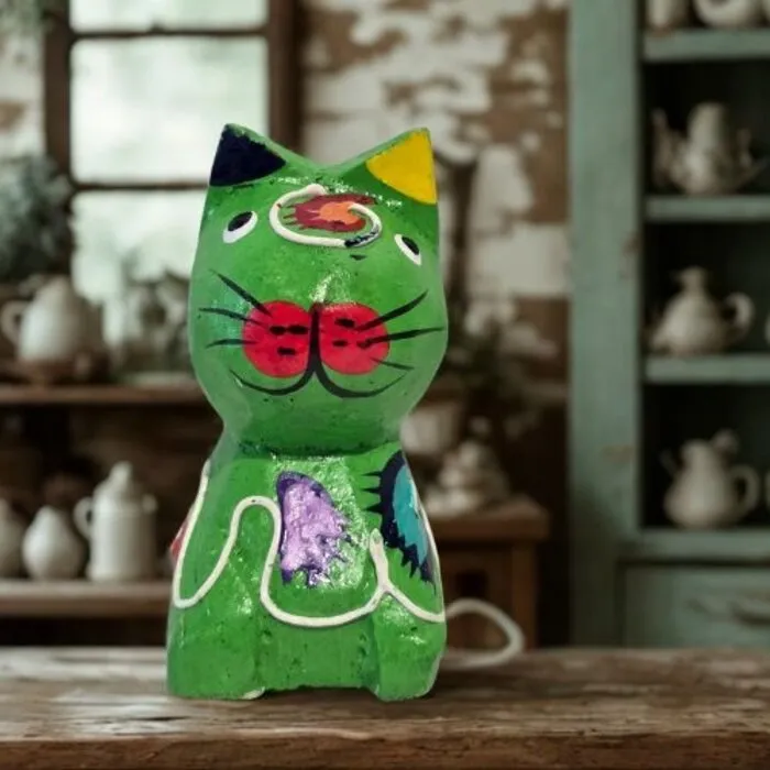 Handgemaakte Houten Kat Fair Trade 6 cm