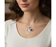 Ohm hanger 925 zilver met amethist