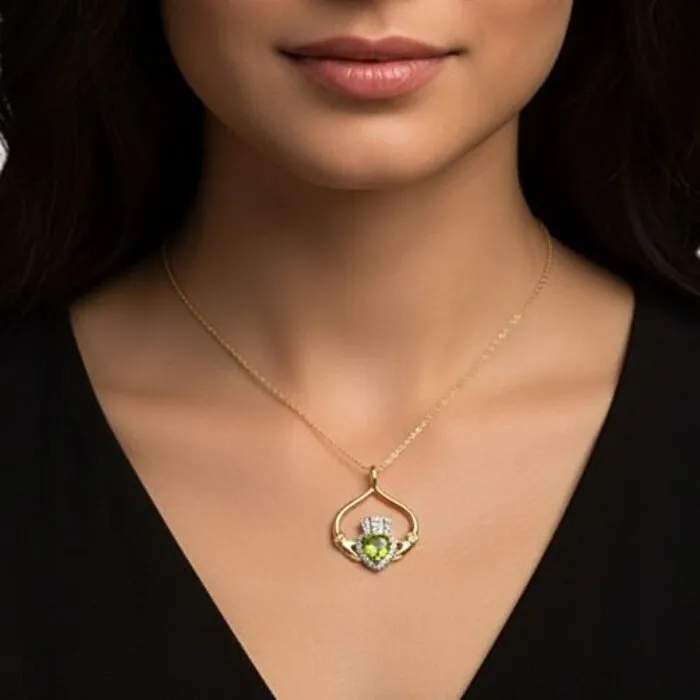 Claddagh Hanger Verguld met Peridoot