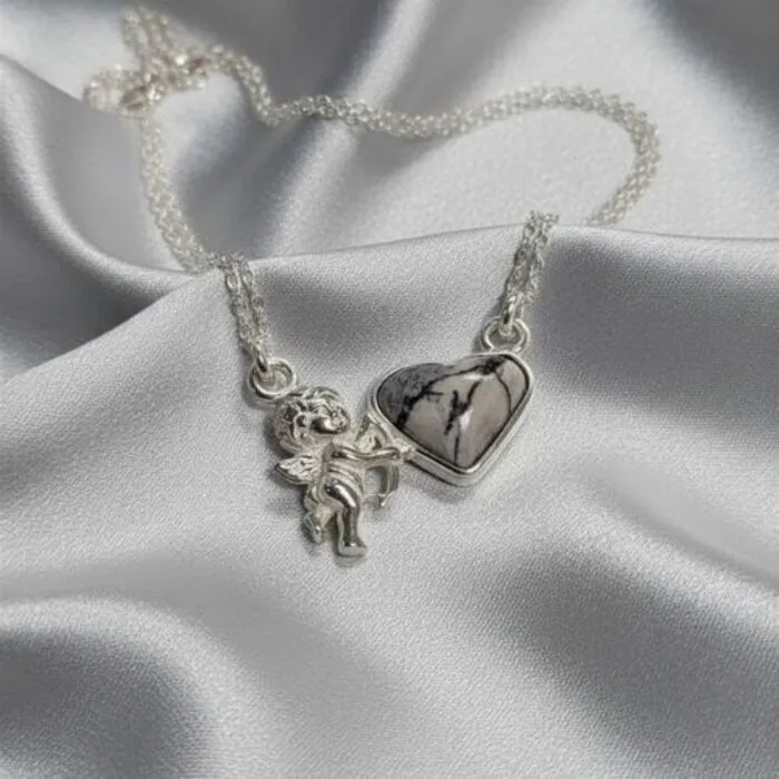 Halsketting Sterling Zilver Engel met Hartje